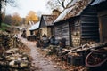 Vintage english cottage in autumn captured with a raw, unfiltered style of photography