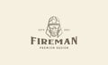 Vintage engrave fireman with smoke mask logo