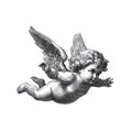 Classical Winged Cherub Illustration (Putto) in Engraving Style Royalty Free Stock Photo