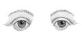 Vintage engraved eyes, tattoo flash, hand drawn sketch illustration, isolated on white background