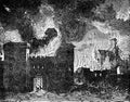 Vintage Engraved Illustration Great Fire London 1666 Royalty Free Stock Photo