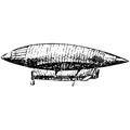 Vintage engraving of an airship, dirigible aircraft Royalty Free Stock Photo