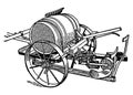 Vintage engraving of a butter churn