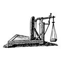 Vintage engraving of a mechanical weighing scale Royalty Free Stock Photo