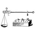 Vintage engraving of a mechanical weighing scale Royalty Free Stock Photo