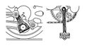 Vintage engraving of pedal design plan