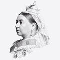 Vintage engraving of Queen Victoria Royalty Free Stock Photo