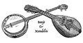 Vintage engraving of a banjo and mandolin Royalty Free Stock Photo