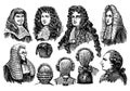 Vintage engraving of men earing wigs