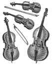 Vintage engraving of violins
