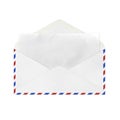 Vintage Envelope with blank paper on white. Royalty Free Stock Photo