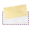 Vintage Envelope with blank paper on white. Royalty Free Stock Photo