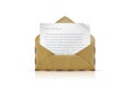 Vintage envelope with paper and text Royalty Free Stock Photo