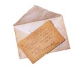 Vintage envelope and postcard with handwriting text