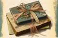Vintage envelopes with ornate letters, tied with ribbon