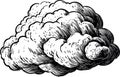 vintage etch of a cloud in black and white