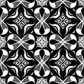 Vintage ethnic greek vector seamless pattern. Floral ornate abstract flowers background. Repeat monochrome backdrop Royalty Free Stock Photo