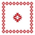 Vintage ethnic pattern, Serbian ornament, red isolated on white background, vector illustration.