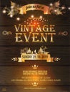 Vintage event celebration party poster or flyer. Luxury Vip or birthday Award Logo EPS 10 with golden leaves.