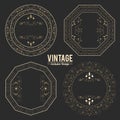 Vintage exclusive set of luxury golden badges and stickers. royal flourishes Royalty Free Stock Photo