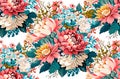 Vintage exotic flowers Chrysanthemum pattern Morifolium Gardening Flowers Mix krizantem bouquet floral post