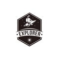 Vintage explorer space astronaut mascot logo icon vector template