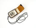 Vintage exposure meter in leather case Royalty Free Stock Photo