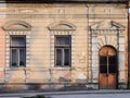 vintage facade with doors and windows
