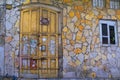 Vintage facade and wooden door in Neve Tzedek, Tel Aviv Jaffa Israel Royalty Free Stock Photo