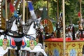 Vintage fair horse carousel in amusement park
