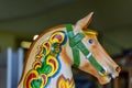 Vintage fairground carousel horse head close-up