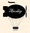Vintage fairy airship.Vector silhouette