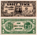 Vintage fake money bill flyer ghost town united states