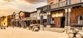 Vintage Far West town with saloon. Old wooden architecture in Wild West Royalty Free Stock Photo