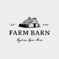 Vintage farm barn logo design - barn wood building house farm cow cattle logo design Royalty Free Stock Photo