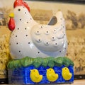 Chicken, Rooster Statue with Three Baby Chicks
