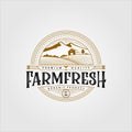 Vintage farm fresh organic product logo vector illustration design
