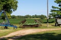 Vintage farm machinery landscape Royalty Free Stock Photo