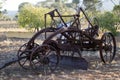 Vintage farm machinery in park Royalty Free Stock Photo