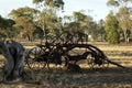 Vintage farm machinery in park Royalty Free Stock Photo