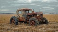 Vintage farm machinery reaping wheat, symbolizing endurance and tradition for generations Royalty Free Stock Photo