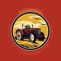 Vintage Farm Tractors Logo Design Illustration Royalty Free Stock Photo