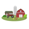 Vintage farm vector illustration. Countryside scenery design