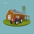 Vintage farm vector illustration. Countryside scenery