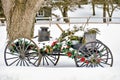 Vintage Farm Wagon in Snow