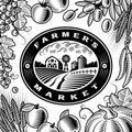 Vintage Farmers Market Label Black And White