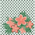 Vintage fashion floral polka card, vector