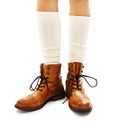 Vintage fashion shoes and white half-hose Royalty Free Stock Photo