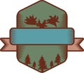 Vintage Fashion Style Horned Moose Emblem Logotype