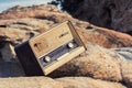 Vintage fashioned old radio on the beach Royalty Free Stock Photo